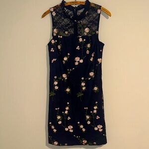 Karl Lagerfeld Embroidered Mesh Sheath Dress
